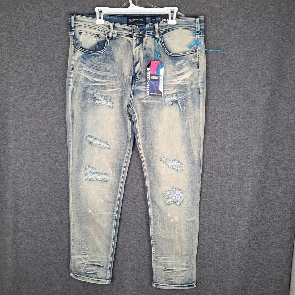 Modern Culture Mens Size 38x31* Blue Premium Stretch Rocco Slim Fit Jeans Denim
